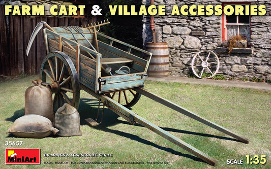 Miniart Models 35657 Farm Cart & Village Accessories